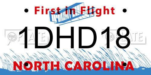 1DHD18 North Carolina License Plate