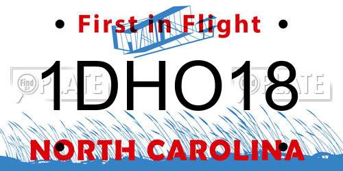 1DHO18 North Carolina License Plate