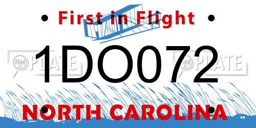 1DO072 North Carolina License Plate