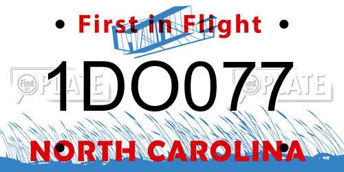 1DO077 North Carolina License Plate