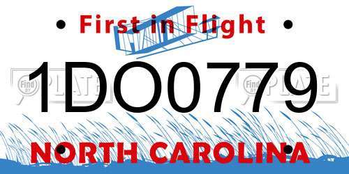 1DO0779 North Carolina License Plate
