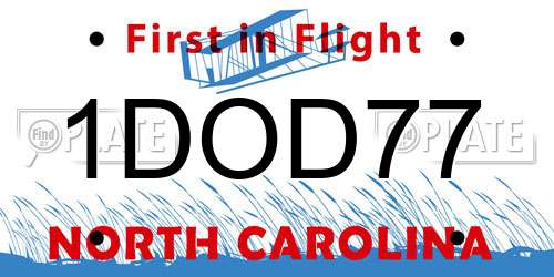 1DOD77 North Carolina License Plate