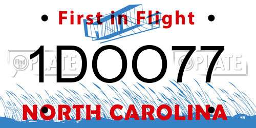 1DOO77 North Carolina License Plate
