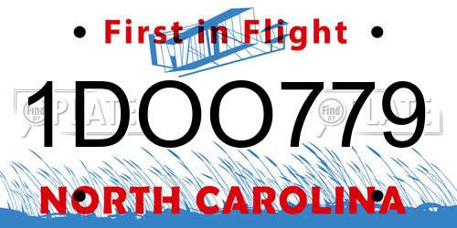 1DOO779 North Carolina License Plate