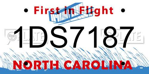 1DS7187 North Carolina License Plate