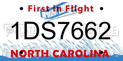 1DS7662 North Carolina License Plate