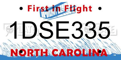 1DSE335 North Carolina License Plate
