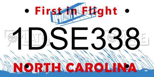 1DSE338 North Carolina License Plate
