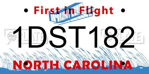 1DST182 North Carolina License Plate