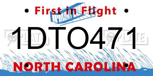 1DTO471 North Carolina License Plate