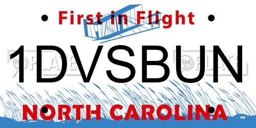 1DVSBUN North Carolina License Plate