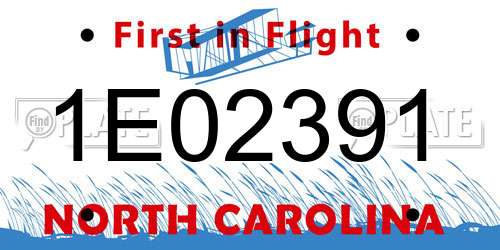 1E02391 North Carolina License Plate