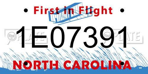 1E07391 North Carolina License Plate