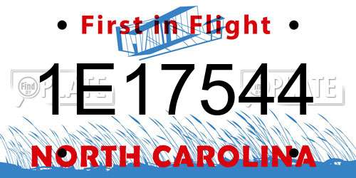 1E17544 North Carolina License Plate