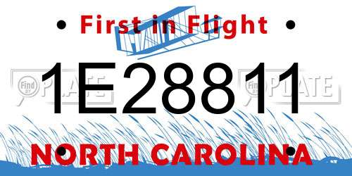 1E28811 North Carolina License Plate