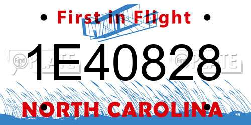 1E40828 North Carolina License Plate