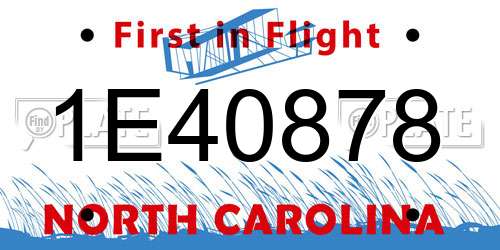 1E40878 North Carolina License Plate
