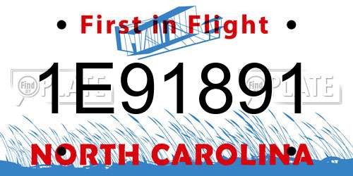 1E91891 North Carolina License Plate