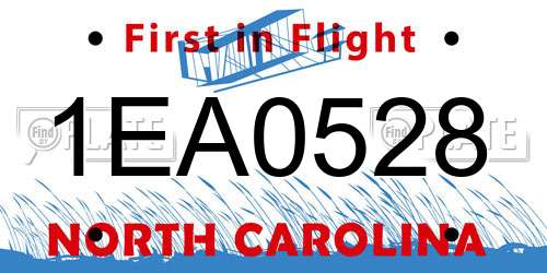 1EA0528 North Carolina License Plate