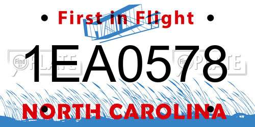 1EA0578 North Carolina License Plate