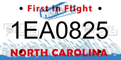 1EA0825 North Carolina License Plate
