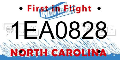 1EA0828 North Carolina License Plate