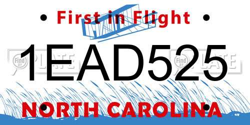 1EAD525 North Carolina License Plate