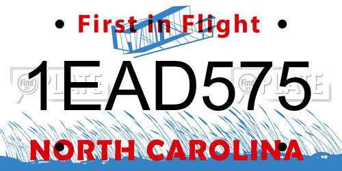 1EAD575 North Carolina License Plate