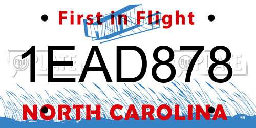 1EAD878 North Carolina License Plate