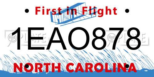 1EAO878 North Carolina License Plate