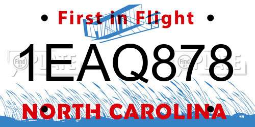 1EAQ878 North Carolina License Plate