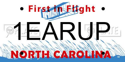 1EARUP North Carolina License Plate