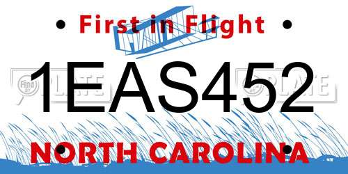 1EAS452 North Carolina License Plate