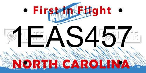 1EAS457 North Carolina License Plate