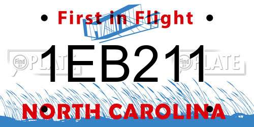 1EB211 North Carolina License Plate