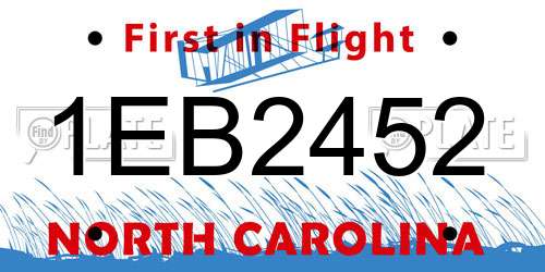 1EB2452 North Carolina License Plate