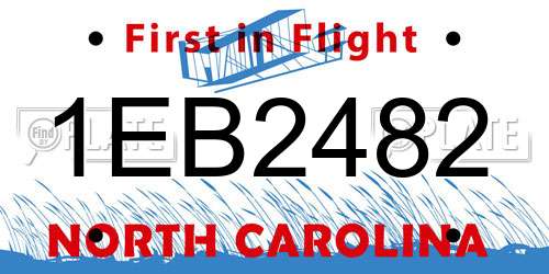 1EB2482 North Carolina License Plate