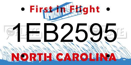 1EB2595 North Carolina License Plate