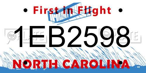 1EB2598 North Carolina License Plate