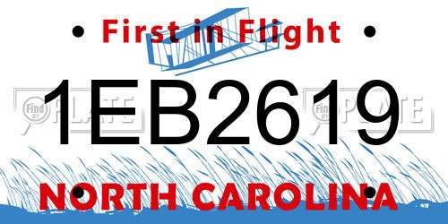 1EB2619 North Carolina License Plate