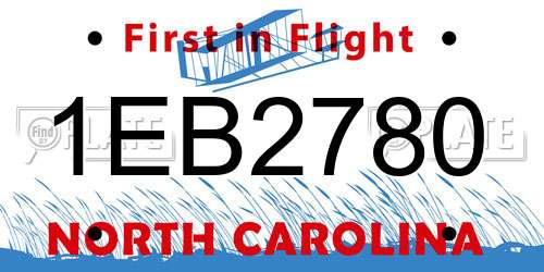 1EB2780 North Carolina License Plate