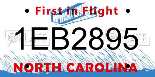 1EB2895 North Carolina License Plate