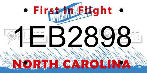 1EB2898 North Carolina License Plate