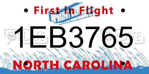 1EB3765 North Carolina License Plate