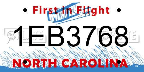 1EB3768 North Carolina License Plate