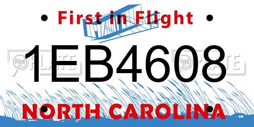 1EB4608 North Carolina License Plate