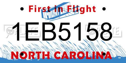 1EB5158 North Carolina License Plate