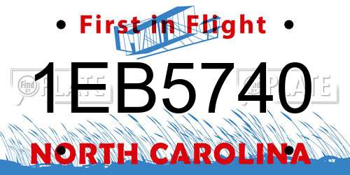 1EB5740 North Carolina License Plate
