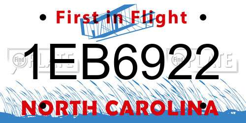 1EB6922 North Carolina License Plate