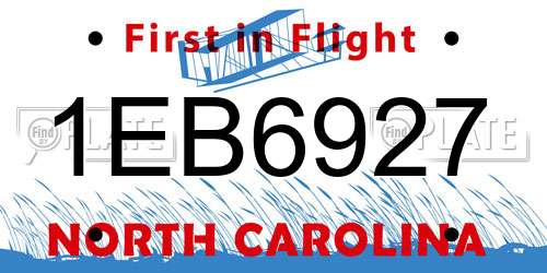 1EB6927 North Carolina License Plate